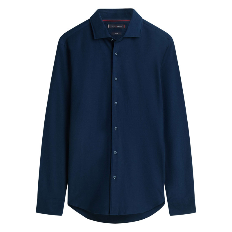 Tommy Hilfiger - Chemise En Coton Marine à Coupe Droite Pourvue D'un Col à Revers - Bleu Foncé