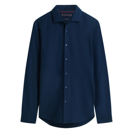 Chemise en coton marine à coupe droite pourvue...