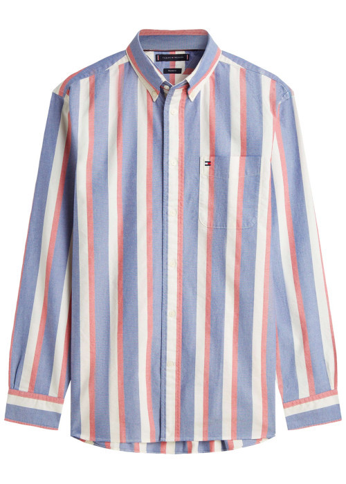 Chemise en coton multicolore à coupe droite ornée d'un motif à rayures
