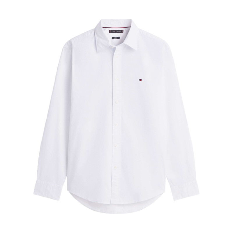 Tommy Hilfiger - Chemise Blanche En Coton à Coupe Droite Pourvue D'un Col à Revers - Blanc