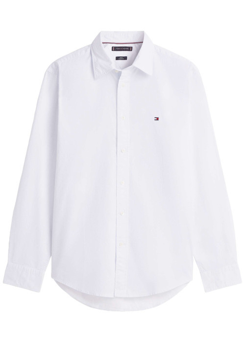 Chemise blanche en coton à coupe droite pourvue d'un col à revers