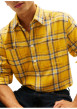 Thumbnail Chemise en coton biologique jaune à carreaux pourvue d'un col à revers - Image 4