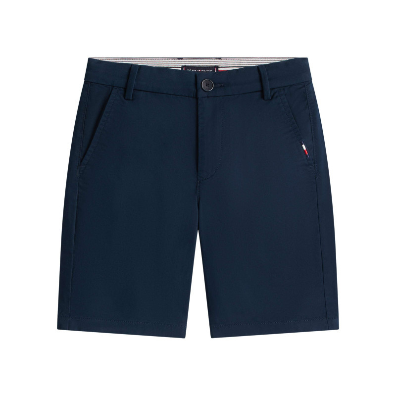 Tommy Hilfiger - Short Chino En Coton Marine à Coupe Droite Pourvu De Multiples Poches - Bleu Foncé