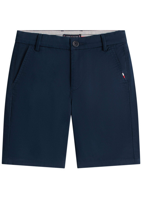 Short Chino en coton marine à coupe droite pourvu de multiples poches