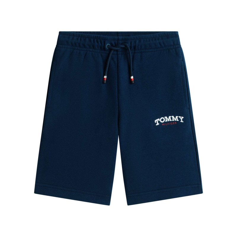 Tommy Hilfiger - Short En Coton Mélangé Marine à Coupe Droite Pourvu De Poches Plaquées - Bleu Foncé