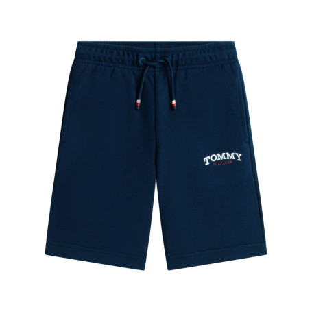 Short en coton mélangé marine à coupe droite...