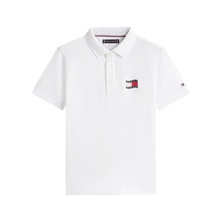 Polo en coton blanc à coupe droite pourvu d'un...