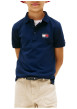 Thumbnail Polo en coton marine à coupe droite pourvu d'un col à revers boutonné - Image 2