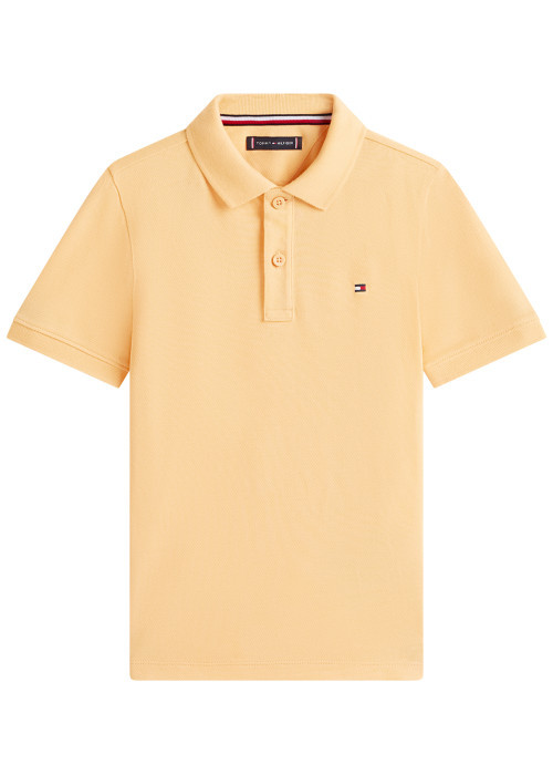 Polo en coton jaune à coupe droite pourvu d'un...