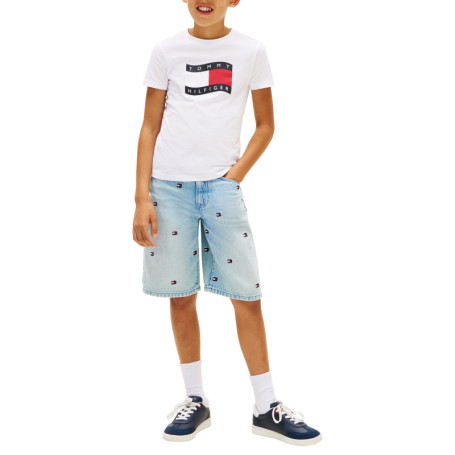 T-shirt en coton blanc à coupe droite pourvu...