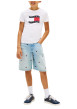 Thumbnail T-shirt en coton blanc à coupe droite pourvu d'un col rond en maille piquée