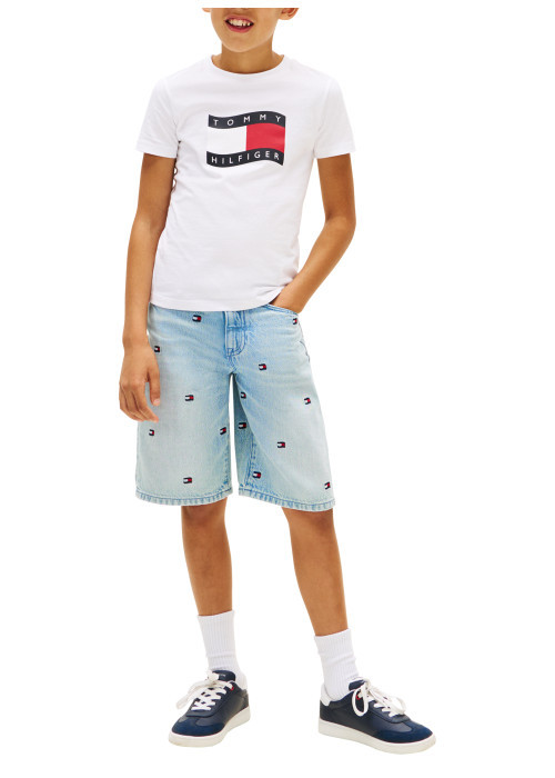 T-shirt en coton blanc à coupe droite pourvu...