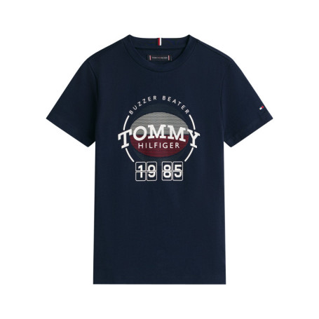 T-shirt en coton marine imprimé à coupe droite...