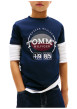 Thumbnail T-shirt en coton marine imprimé à coupe droite pourvu d'un col rond - Image 2