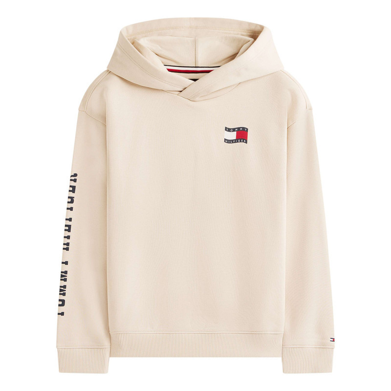 Tommy Hilfiger - Sweat Beige Imprimé à Coupe Ajustée Pourvu D'un Col à Capuche - Beige