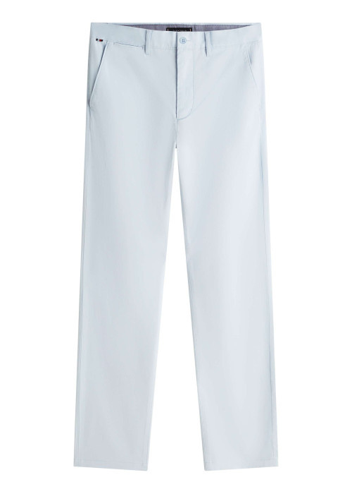 Pantalon chino Denton en coton ciel à coupe droite pourvu de poches plaquées