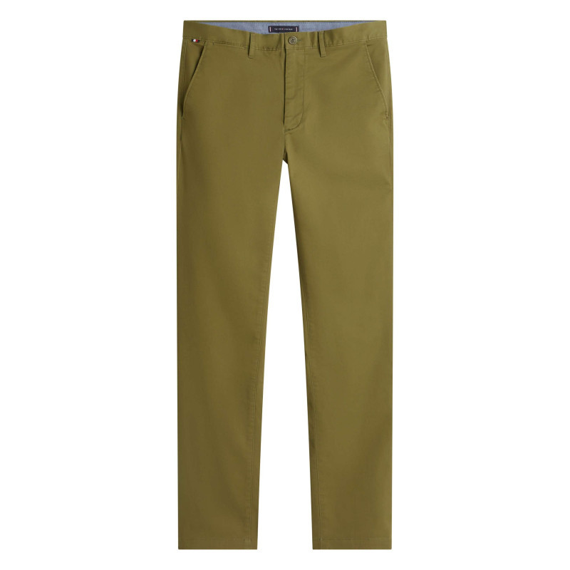 Tommy Hilfiger - Pantalon Chino Denton En Coton Kaki à Coupe Droite Pourvu De Poches Plaquées - Vert