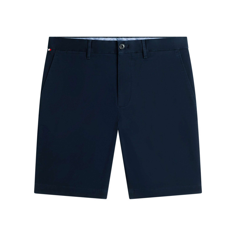 Tommy Hilfiger - Short Chino Denton En Coton Marine à Coupe Droite Pourvu De Multiples Poches - Bleu Foncé