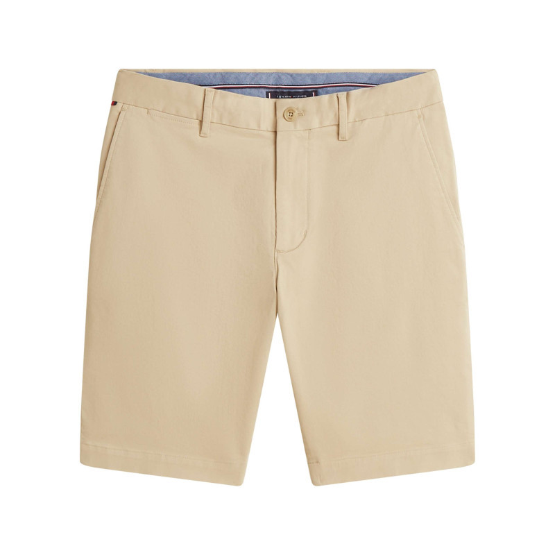 Tommy Hilfiger - Short Chino Denton En Coton Beige à Coupe Droite Pourvu De Multiples Poches - Beige