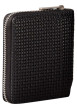 Thumbnail Portefeuille en cuir noir uni avec maille tressée et rangements - Image 2