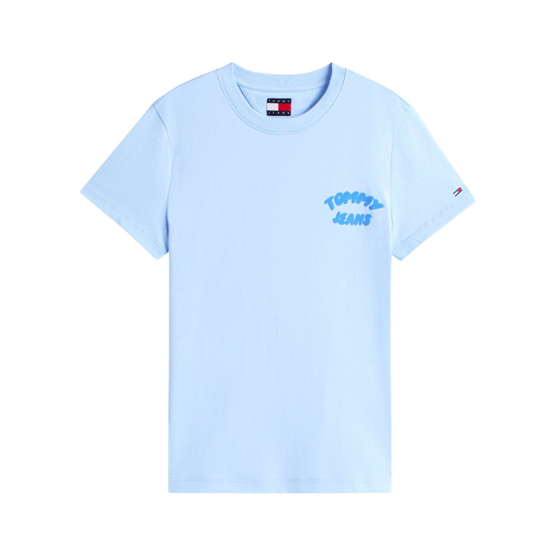 Tommy Jeans - T-shirt En Coton Ciel Uni Avec Une Coupe Droite Et Un Col Rond - Bleu Clair Tommy Jeans - T-shirt En Coton Ciel Uni Avec Une Coupe Droite Et Un Col Rond - Bleu Clair