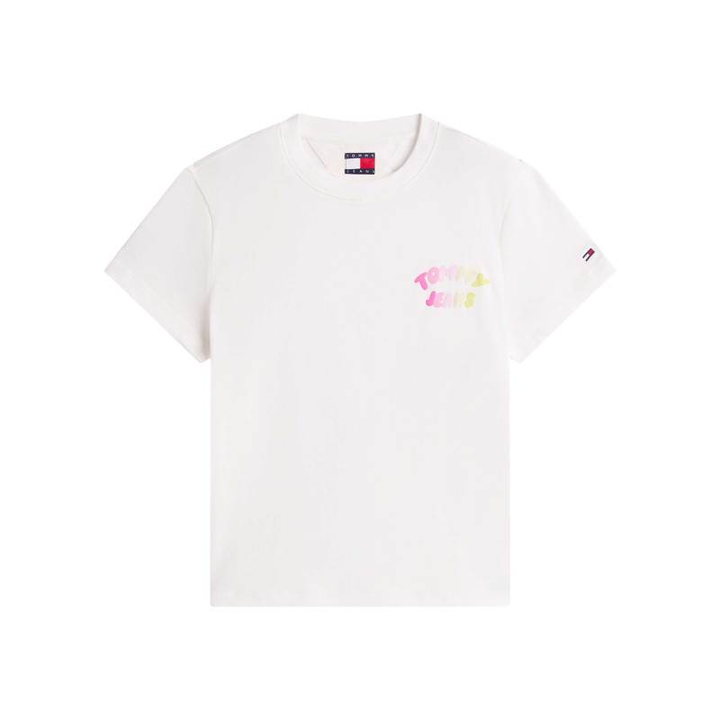 Tommy Jeans - T-shirt En Coton Blanc Uni Avec Une Coupe Droite Et Un Col Rond - Blanc Tommy Jeans - T-shirt En Coton Blanc Uni Avec Une Coupe Droite Et Un Col Rond - Blanc