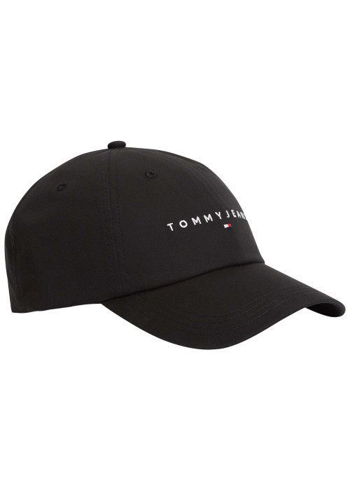 Casquette en coton biologique noire unie avec fermeture strapback