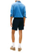 Thumbnail Short Jogging en lin et coton marine uni avec une taille élastiquée - Image 3