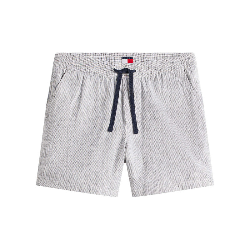 Tommy Jeans - Short Jogging En Lin Et Coton Marine à Motifs Chinés Avec Une Taille élastiquée - Bleu Foncé