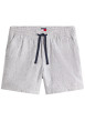 Thumbnail Short Jogging en lin et coton marine à motifs chinés avec une taille élastiquée