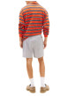 Thumbnail Short Jogging en lin et coton marine à motifs chinés avec une taille élastiquée - Image 3