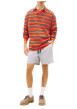 Thumbnail Short Jogging en lin et coton marine à motifs chinés avec une taille élastiquée - Image 4