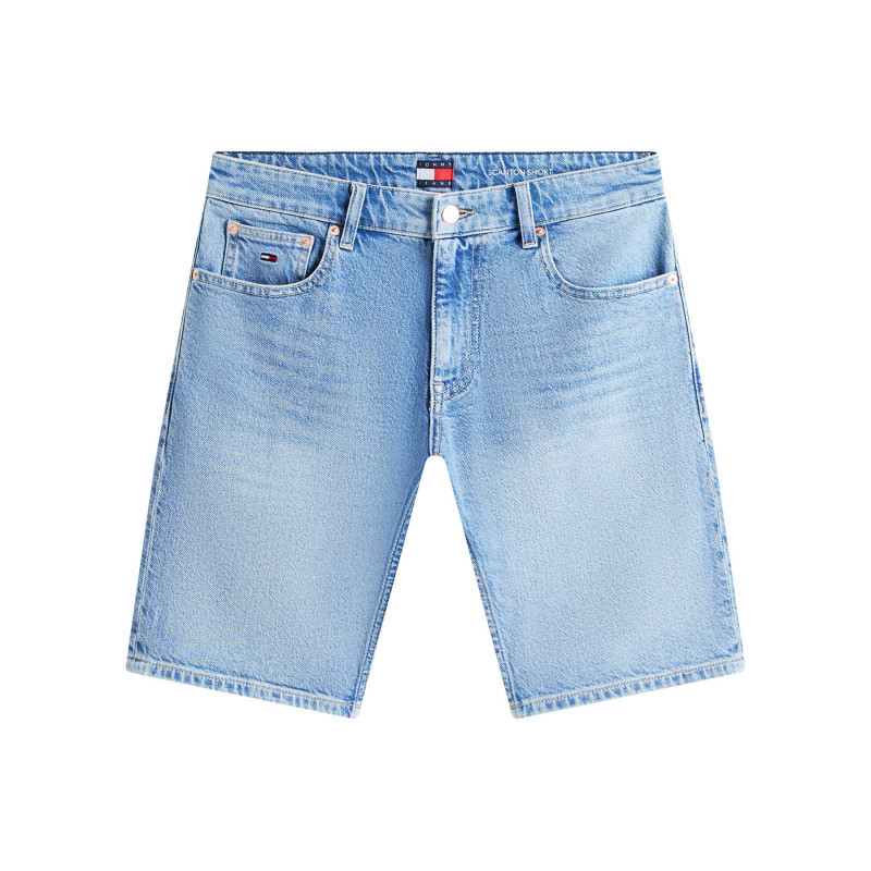 Tommy Jeans - Short 5 Poches En Coton Mélangé Stone Uni Avec Un Zip Et Un Bouton - Bleu