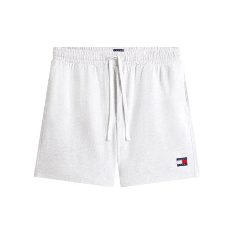 Short Jogging gris uni en maille gaufrée avec...