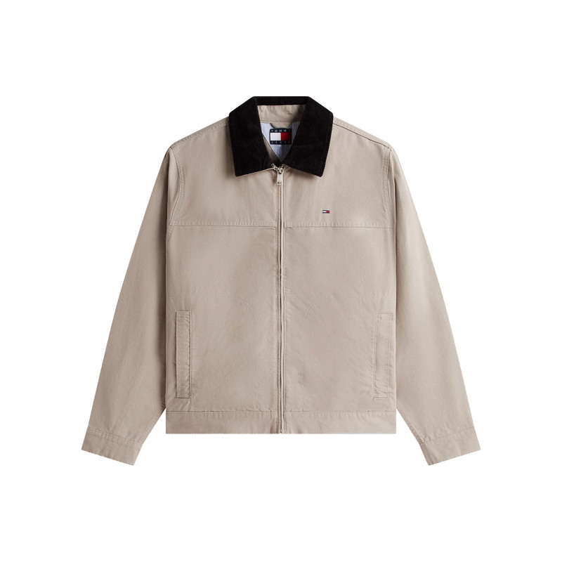 Tommy Jeans - Blouson En Coton Biologique Taupe Uni Avec Une Coupe Droite Et Un Col à Revers - Autre