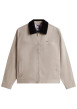 Thumbnail Blouson en coton biologique taupe uni avec une coupe droite et un col à revers