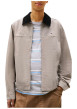 Thumbnail Blouson en coton biologique taupe uni avec une coupe droite et un col à revers - Image 2