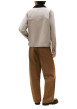 Thumbnail Blouson en coton biologique taupe uni avec une coupe droite et un col à revers - Image 3