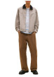 Thumbnail Blouson en coton biologique taupe uni avec une coupe droite et un col à revers - Image 4