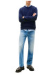 Thumbnail Pull en coton marine uni avec une coupe droite et un col rond - Image 4