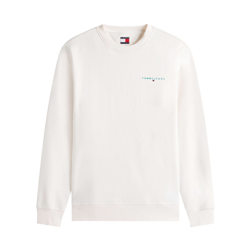 Tommy Jeans - Sweat En Coton Mélangé écru Uni Avec Une Coupe Droite Et Un Col Rond - Beige Tommy Jeans - Sweat En Coton Mélangé écru Uni Avec Une Coupe Droite Et Un Col Rond - Beige