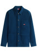 Thumbnail Chemise en coton marine uni avec une coupe droite et un col à revers