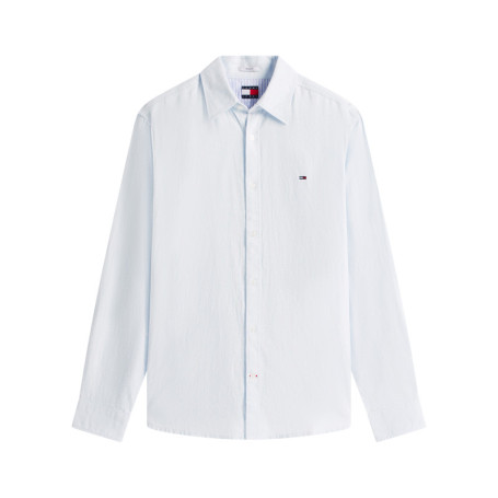 Chemise en lin et coton bleu clair unie avec...