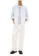 Thumbnail Chemise en lin et coton bleu clair unie avec une coupe droite et un col à revers - Image 4