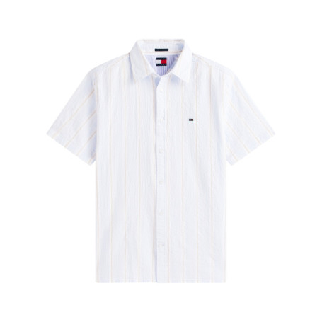 Chemise en coton bleu clair à rayures avec une...