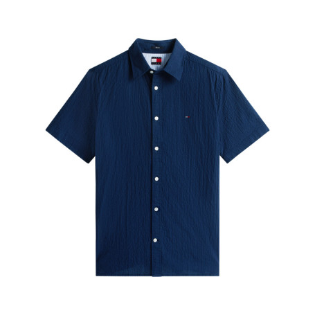 Chemise en coton marine unie avec une coupe...