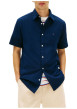 Thumbnail Chemise en coton marine unie avec une coupe droite et un col à revers - Image 2