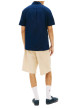 Thumbnail Chemise en coton marine unie avec une coupe droite et un col à revers - Image 3