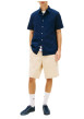 Thumbnail Chemise en coton marine unie avec une coupe droite et un col à revers - Image 4