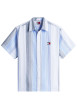 Thumbnail Chemise en coton bleu clair à rayures avec une coupe droite et un col à revers